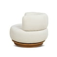 thumbnail image 3 of 360° Swivel Low Back Chair In White Boucle. No Assembly. Faux Upholstery And Stable Rubberwood Base For Rest Relax Boucle 360 Accent Chair. Solid Wood Comfy Relaxation Moments, 3 of 6