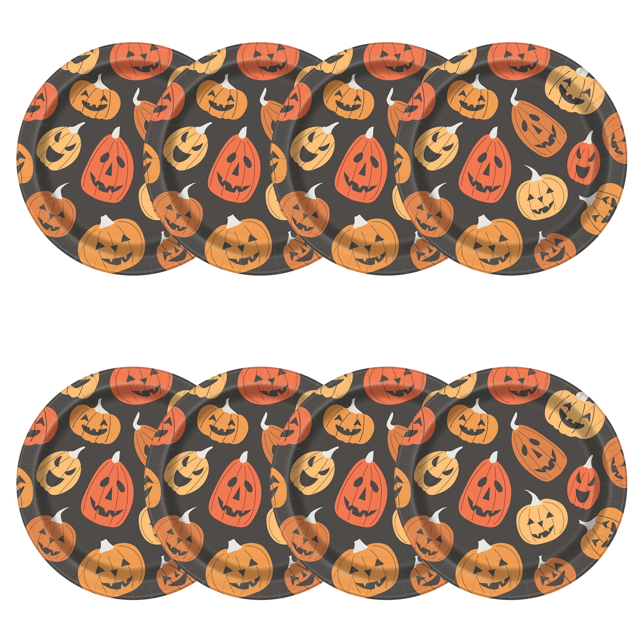 Jack-o'-Lantern Disposable Paper Plates, Multicolor, 8.5", 8 Count, Halloween by Way To Celebrate