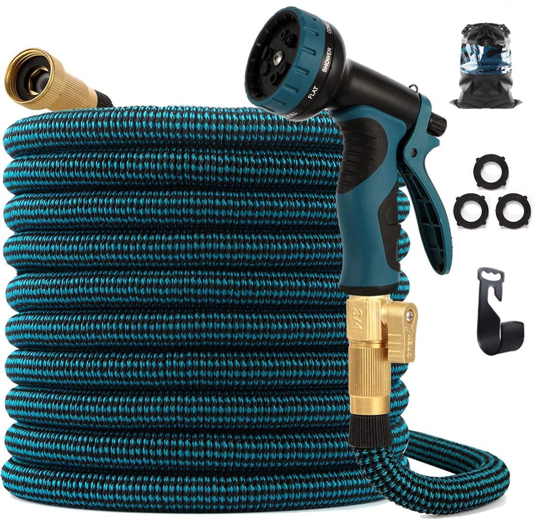 Lightweight & Leakproof Expandable Garden Hose 50ft Water Hose with 10 Function Spray Nozzle Flexible Outdoor Yard Hose with Solid Fittings 