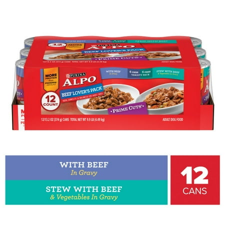 (12 Pack) Purina ALPO Gravy Wet Dog Food Variety Pack, Beef Lover's, 13.2 oz. Cans