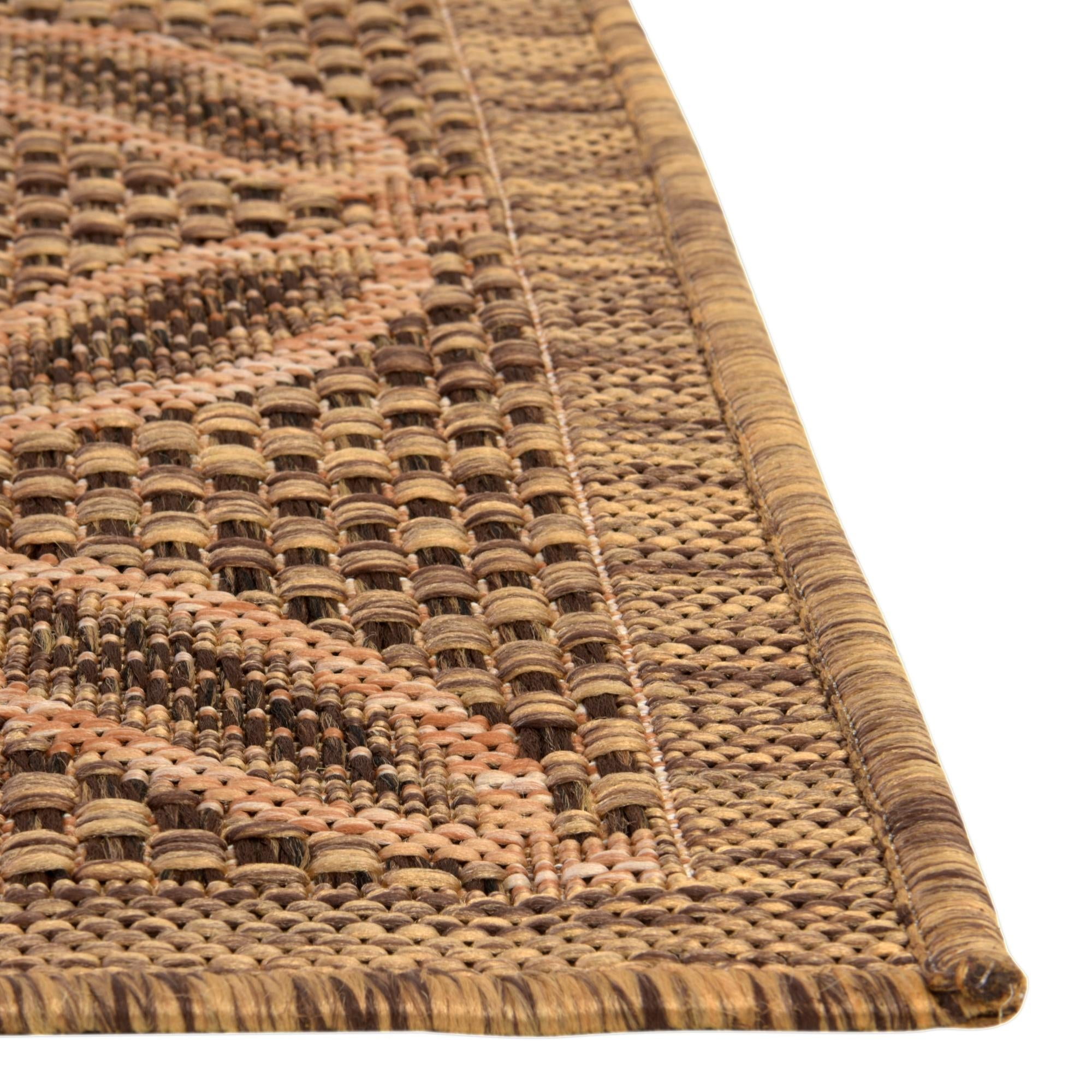 Unique Loom Outdoor Trellis Collection Area Rug - Spiral (4' 1" x 6' 1" Rectangle Light Brown/Brown)