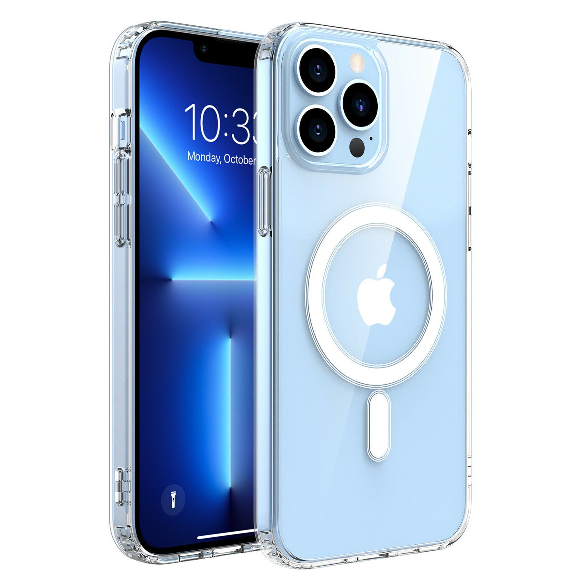Magnetic MagSafe Charging iPhone 13 Pro Case (Clear) Hybrid Slim Fit Heavy Duty Hard Back Shockproof TPU Bumper Cover
