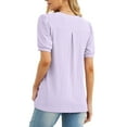 thumbnail image 5 of JWD Womens Shirts Casual V Neck Tshirts Puff Short Sleeve Summer Tops Tunic Blouses Purple L, 5 of 6