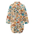 thumbnail image 5 of Xoenoiee Boho Mandala Mushroom Print Womens Modern Swimsuit Cover Up Button Down Shirt Dresses Tops V Neck Loose Bathing Suit Casual Blouse Resort Wear, Size S, 5 of 7