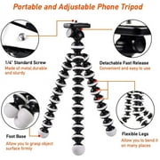 Qishi Portable Phone Tripod Stand with Wireless Remote - Flexible Compatible with iPhone, Samsung, Android & GoPro-Black