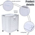 thumbnail image 2 of Brabtod White Large Foldable Laundry Basket with Wheels, Hollow Ventilated Plastic Laundry Hamper for Bathroom & Laundry Room, 2 of 7