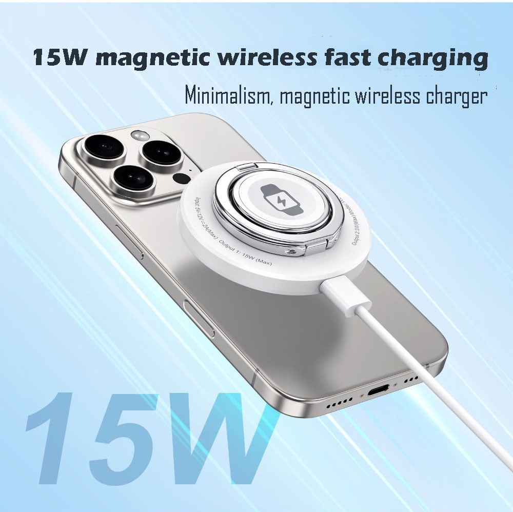Suitable for MagSafe 3-in-1 wireless charger Apple 16/15 ProMax magnetic 14 watch iWatch,White,15w,1 pair