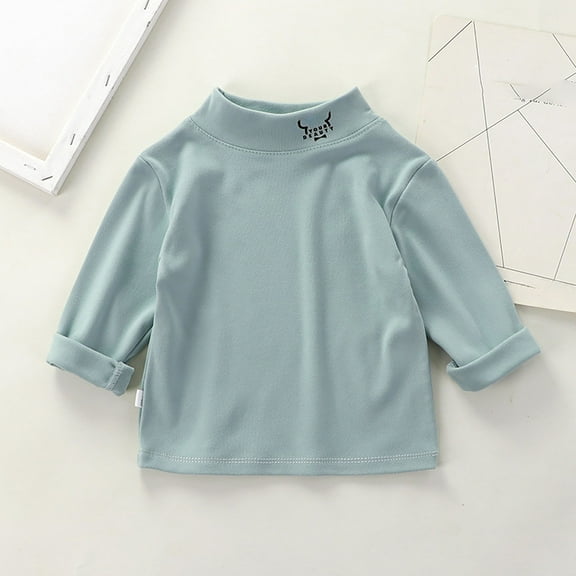 Youth Boys Girls Long Sleeve Shirts Toddler Basic Tee Casual Tees Shirt Tops Kids Solid Color Boys Fall Shirts for Kids 5-6 Years