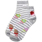 Angle View: Women's Mittens on Stripes Socks with Scalloped Cuffs