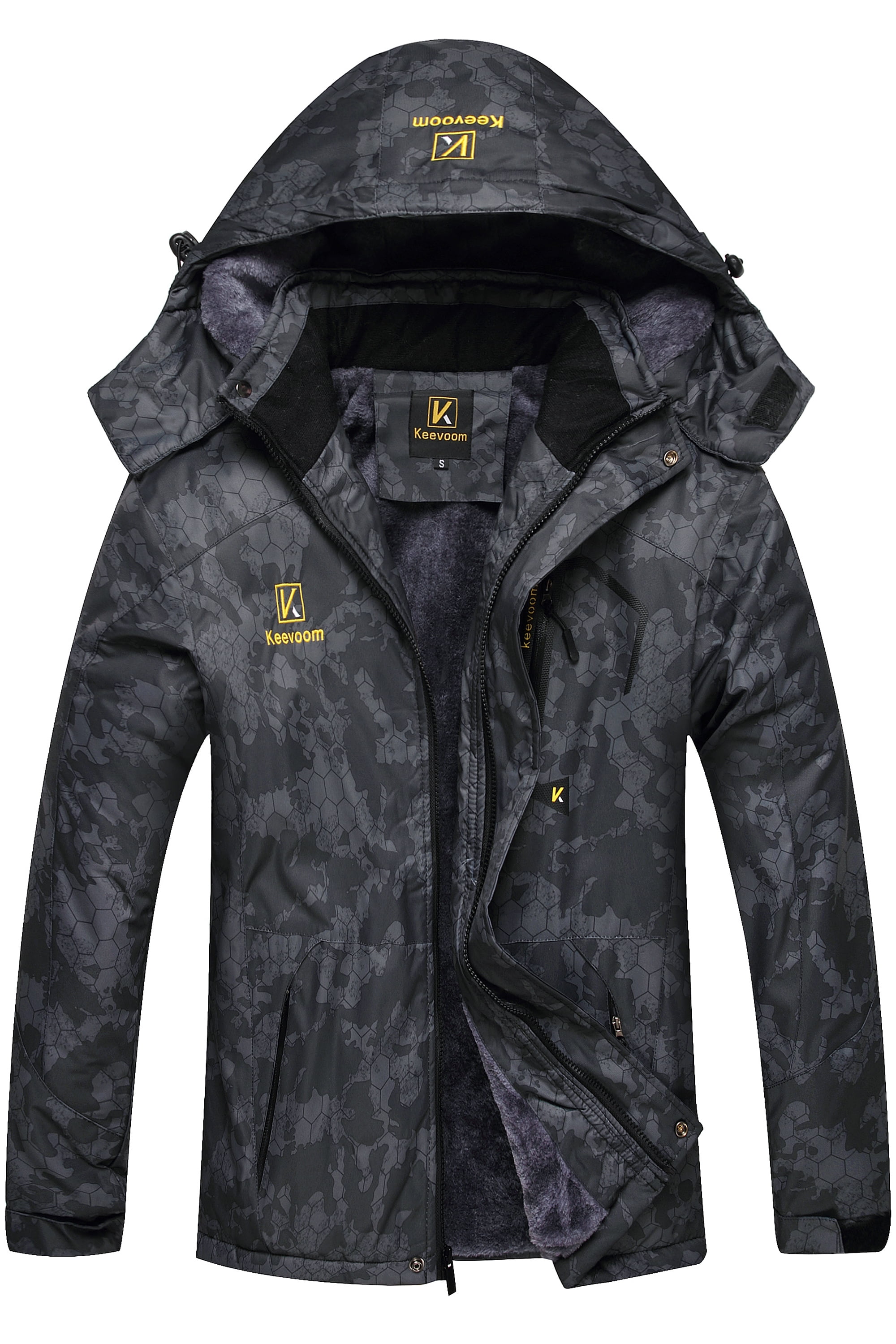 Keevoom Men Winter Coat Windproof Mountain Raincoat Ski Hooded Jackets