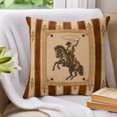 thumbnail image 3 of Western Cowboy Pillow Covers 16x16 Set of 2, Farmhouse Modern Rustic Red Brown Stripe Throw Pillow Covers Decorative Couch Cushion Cover, Microfiber Soft Pillowcases for Bedroom Living Room Sofa, 3 of 9