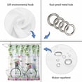 thumbnail image 4 of Spring Shower Curtain, Waterproof Shower Curtains for Bathroom, Bicycles Botanical Leaves Rose Colorful Stripes Washable Fabric Bathtub Curtain Set Bath Decor with 12 Hooks 72"x78", 4 of 8