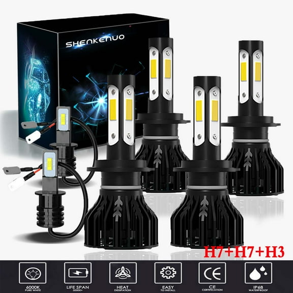 For Vectra 2003-2008 Headlights,H7 High and Low Beam Bulbs H3 Fog lights 6pcs