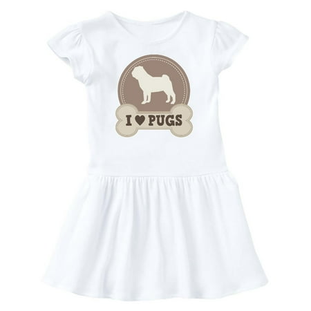 

Inktastic Pug Dog - I Love Pugs Gift Baby Girl Dress