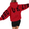 thumbnail image 1 of Women'S Long Sleeved Zipperless New York Printed Hoodie With Back, Red M, 1 of 4