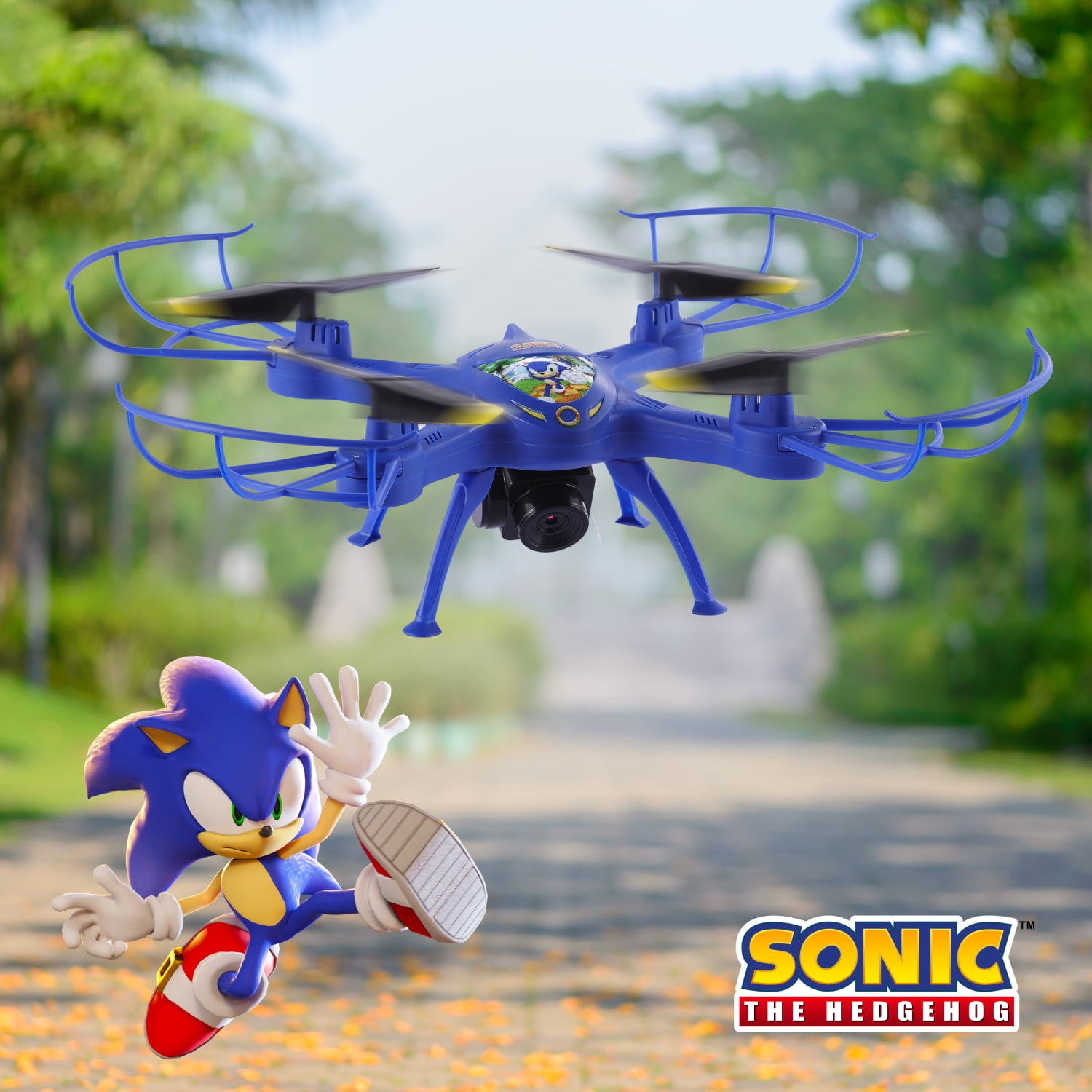 Sonic The Hedgehog Sky Racer Drone - Wi-Fi Camera, Kid's Toy Drone with 10 Min Flight, Auto Hover, and Remote Controller Included
