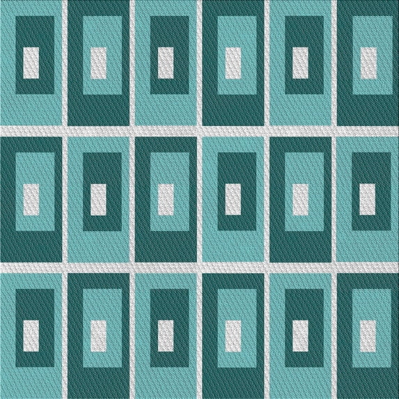 Ahgly Company Indoor Square Patterned Teal Green Novelty Area Rugs, 3' Square