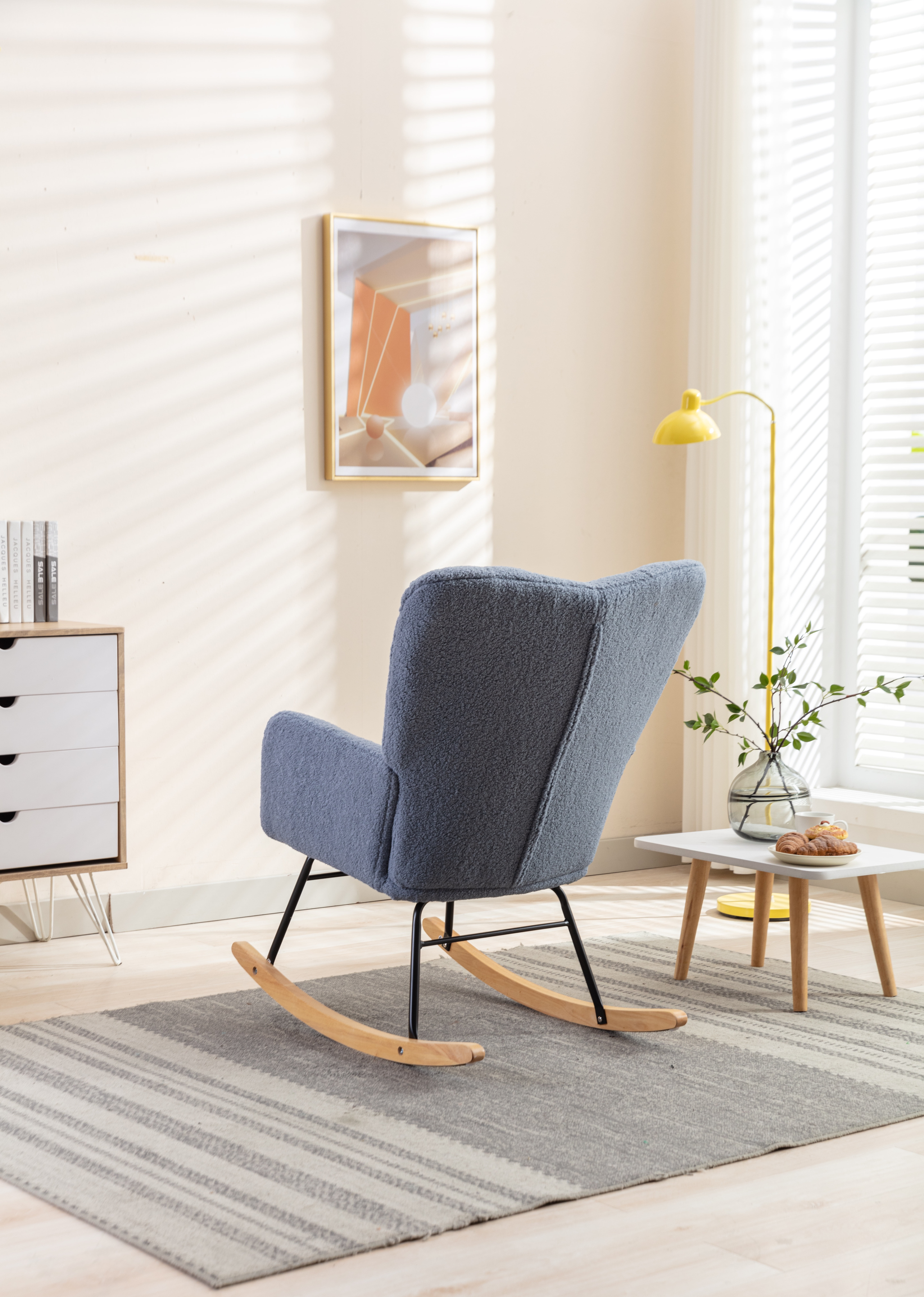 Newest Fabric Rocking Gilder Nursery Chair For Living Room Indoor,Light Blue