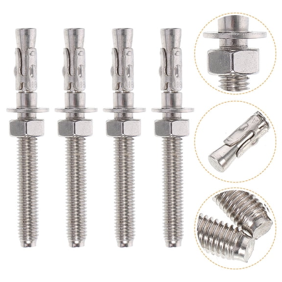 OUNONA 2pcs Stainless Steel Expansion Screws Wedge Anchors Concrete Anchors For Home Improvement