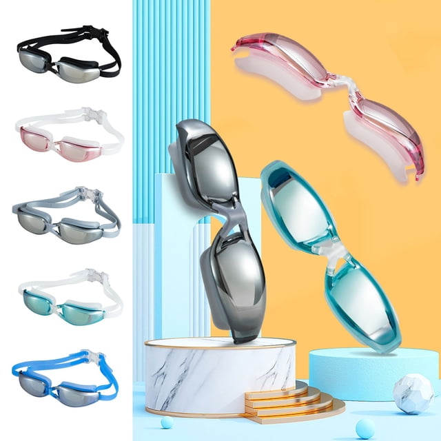 Xihbxyly Gafas de Natación, Montura Grande, Lentes Galvanizadas, Visión de Alta Definición, Revestimiento Antivaho, Sellado Impermeable, Ajuste Cómodo, Correas Ajustables, Aptas para Piscina o Aguas