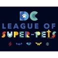 thumbnail image 2 of Junior's DC League of Super-Pets Colorful Hero Logos  Graphic Tee Navy Blue Large, 2 of 3