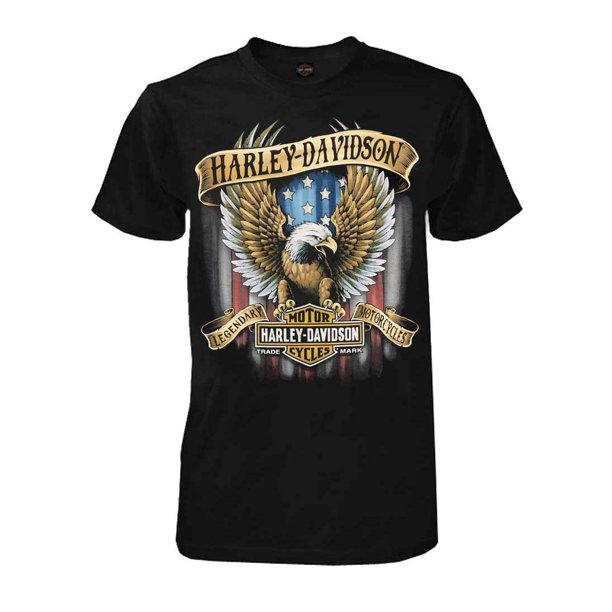 Harley Davidson Harley Davidson Mens Custom V Eagle Short Sleeve Crew Neck Tee Black 