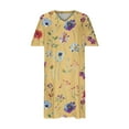 thumbnail image 5 of Sakmal Summer Dresses for Women with Pocket Floral Yellow Short Sleeve Oversized Mid-Length Shift Dress, 5 of 5