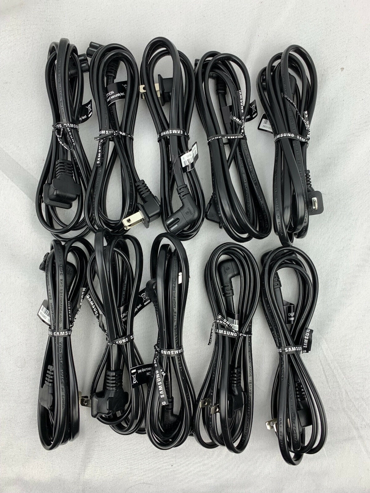 10 Pack 5FT TV AC Power Cord Samsung Angled 2 prong Figure 8 Right 90