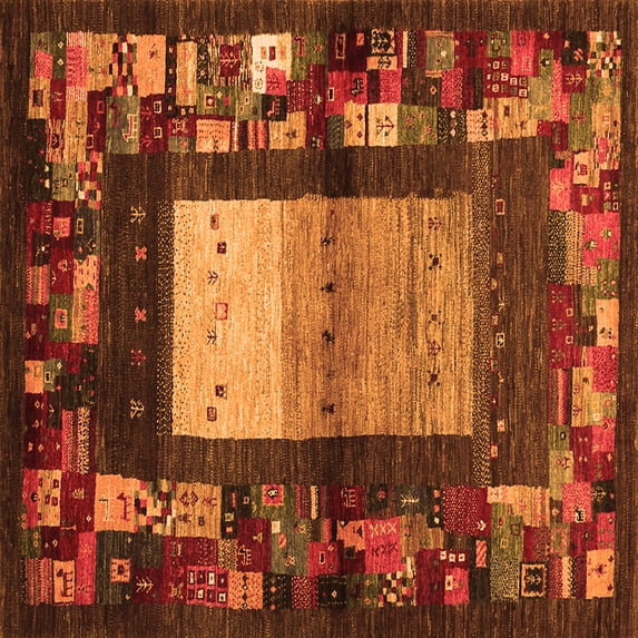 Ahgly Company Indoor Square Abstract Orange Contemporary Area Rugs, 6' Square