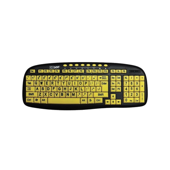 DataCal Ezsee Low Vision Keyboard Large Print Yellow Keys - Cable Connectivity - USB Interface Multimedia Hot Key(s) - English