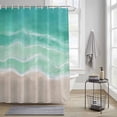 thumbnail image 3 of Summer Green Beach Shower Curtain, Coastal Nautical Watercolor Gradient Ocean Wave Waterproof Shower Curtain Set with 12 Hooks Lightweight Bath Curtains Fabric Bathroom Decor 36x72 Inches, 3 of 9