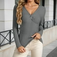 thumbnail image 2 of Gyexs Womens Long Sleeve V Neck Sweaters Ribbed Knit Slim Fit Lightweight Sweater Solid Basic Casual Pullover Tops, Z01 Grey, Size S, 2 of 6