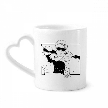 

Skiing Winter Sport Black Illustration Mug Coffee Cerac Drinkware Glass Heart Cup