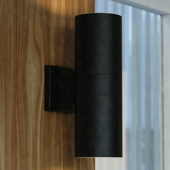 Chiasso Aluminum Integrated LED Black Contemporary Outdoor Wall Lantern with Up Down Lighting