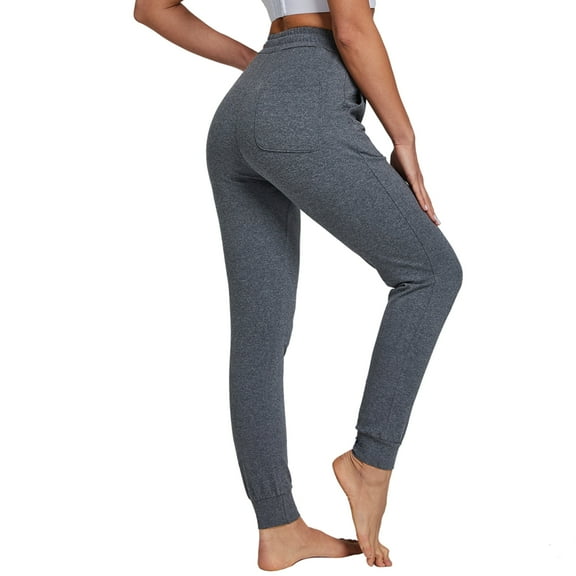 FEDTOSING Women's Sweatpants Cotton Jogger Female Drawstring with Pockets Dark Gray,up to 2XL