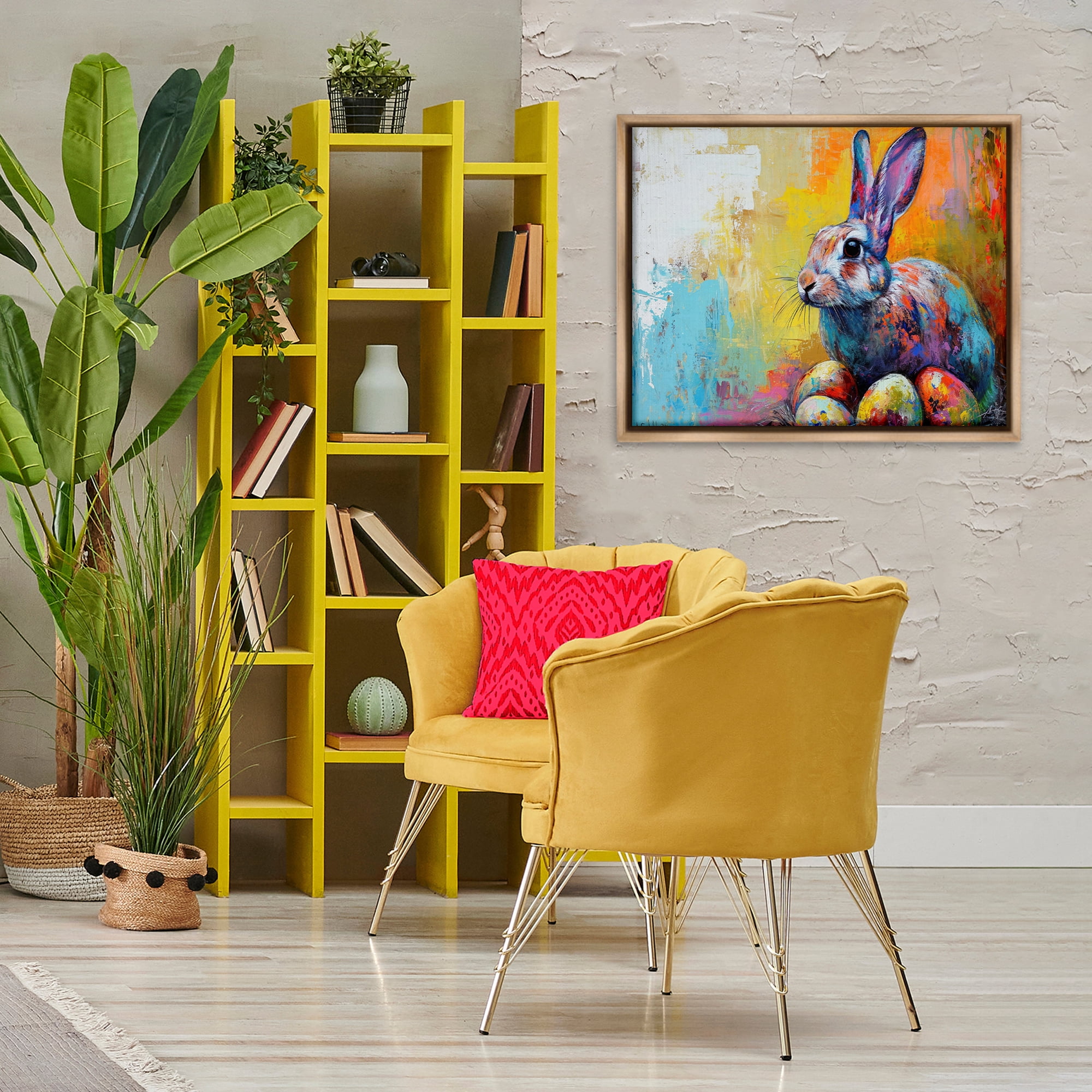 Stupell Industries Easter Joy Abstract Holiday Painting Brown Floater Framed Canvas Art Print Wall Art, 31 x 25