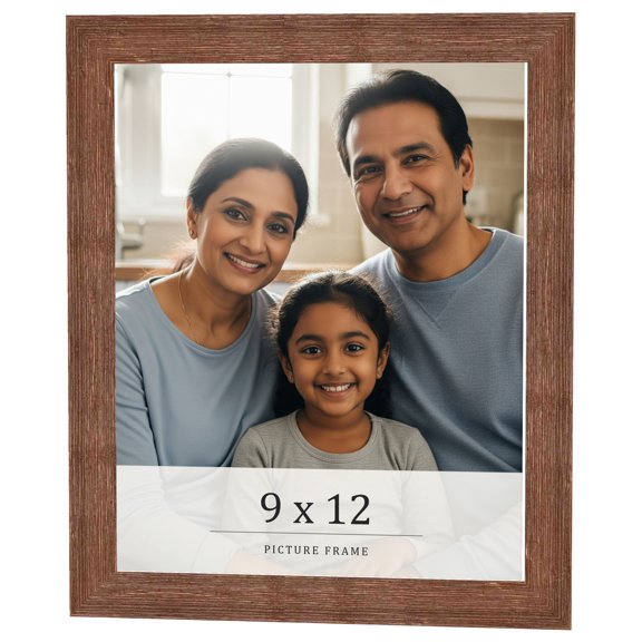 9x12 Frame Brown Farmhouse Solid Wood Picture Frame Width 1.5 Inches | Interior Frame Depth 0.5
