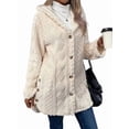 thumbnail image 3 of Womens Winter Fleece Hooded Jackets Graphic Fuzzy Warm Coat Cardigan Jacket Side Split Fall Outerwear White XL, 3 of 9