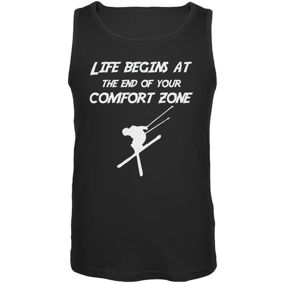 Comfort Zone Skiing Black Adult Tank Top - 2X-Large