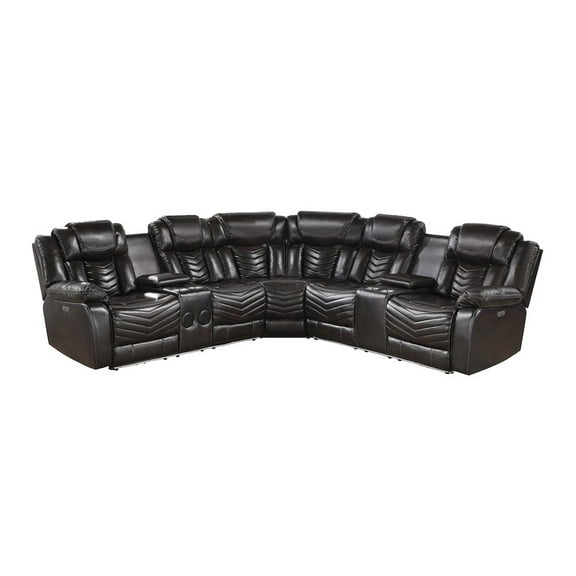 Lexicon Ramone Faux leather 3-Piece Sectional with Consoles in Dark brown