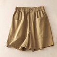 thumbnail image 2 of pstuiky Summer Dresses , Women Summer Cotton and Linen Shorts Solid Color Button Shorts with Pockets Leisure Khaki XXL, 2 of 7