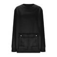 thumbnail image 3 of Oversized Casual Tops for Women New Oversized Casual Sweatshirts for Women Long Sleeve Crewneck Pullover Tops Fall Comfy Outfits with Pocket Black S, 3 of 5