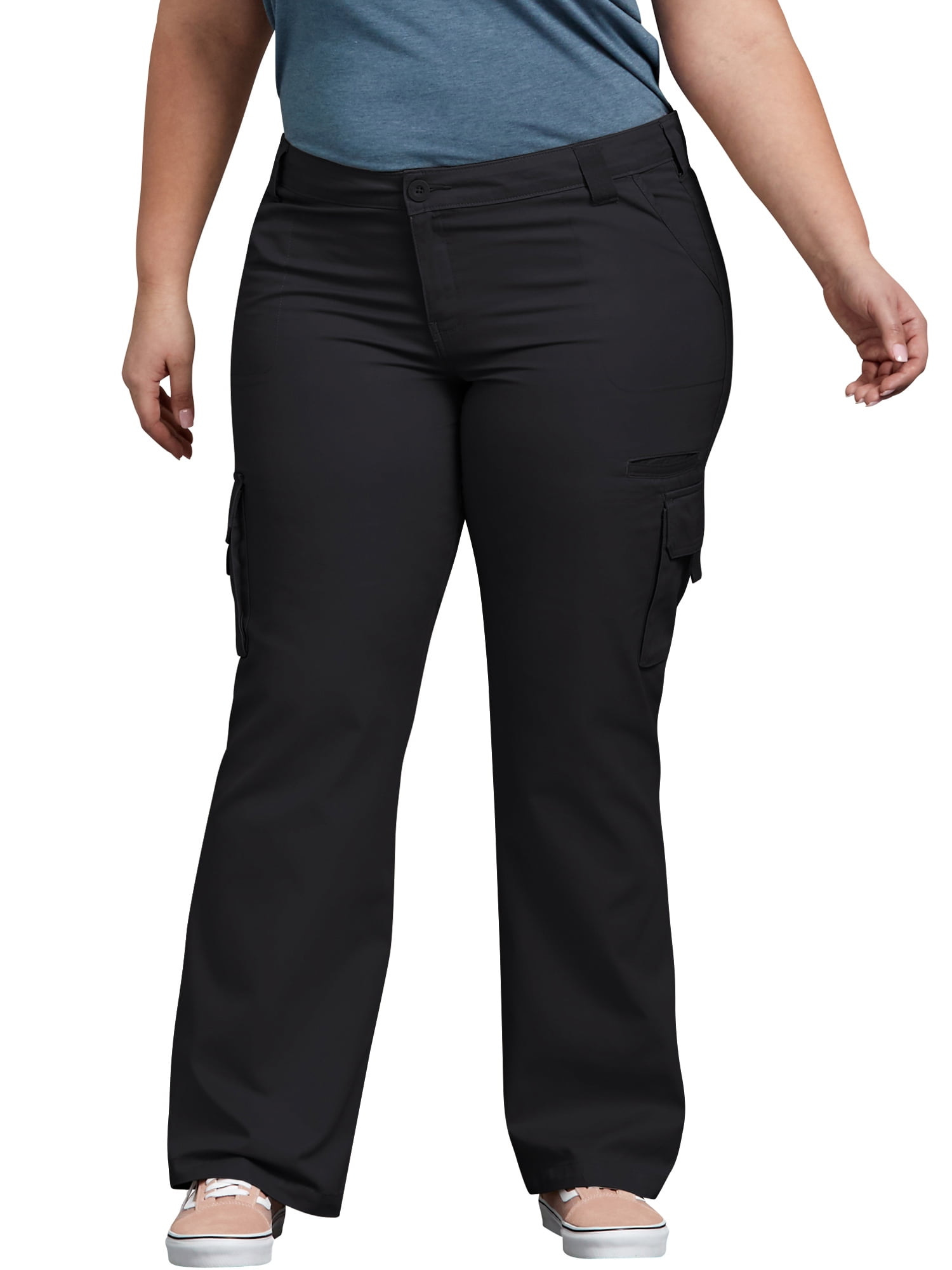 women's plus size black cargo work pants