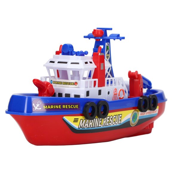 Child Bathtub Boat Toy, Music Light Lifelike Details Rounded Edges Fire Boat Toy Water Spraying For Boys For Girls