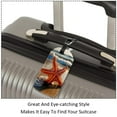 thumbnail image 3 of Square 2Pack PU Leather Starfish Cruise Luggage Tag with Privacy Cover and Name ID Tag for Travel Handbags Backpacks Luggage Tags, 3 of 6