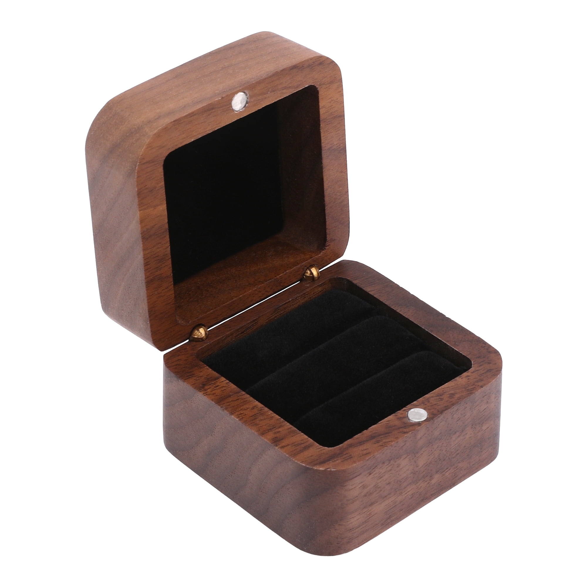Unique Bargains Wood Ring Box Jewelry Storage for Proposal Black