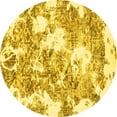 thumbnail image 1 of Ahgly Company Machine Washable Indoor Round Abstract Yellow Modern Area Rugs, 8' Round, 1 of 4