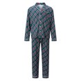 thumbnail image 2 of Family Matching Christmas Pajamas Set with Dog Green Red Plaid Button Down Long Sleeve Sleepwear, 2 of 10
