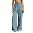 thumbnail image 3 of Chiccall Women's Pleated High Waist Wide Leg Dress Pants Solid Pocket Business Casual Commute Trousers, 3 of 8