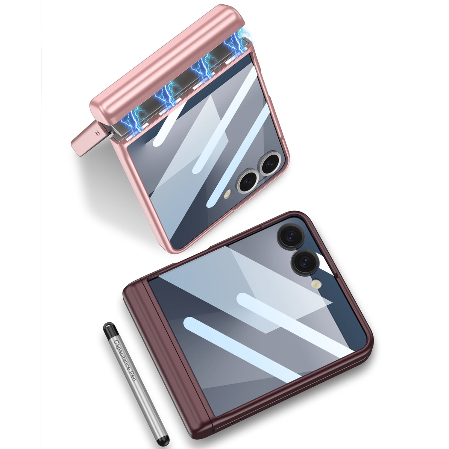for Samsung Galaxy Z Flip 7 Case with Full Hinge Protection, Includes Stylus + Holder, Tempered Glass for Small Screen, Ultra-Slim & Lightweight Phone Cover for Samsung Galaxy Z Flip 7 - Matachegreen